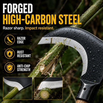 Tactical Dual-Head Clearing Axe & Sickle