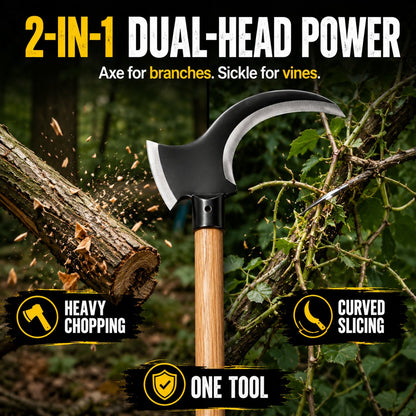 Tactical Dual-Head Clearing Axe & Sickle